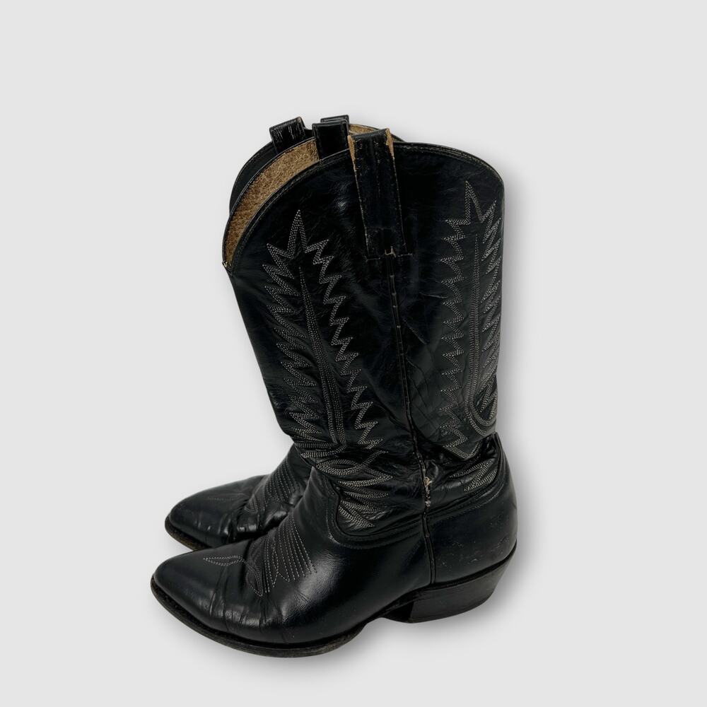 Vintage Cowtown Black Leather Western Cowboy Boots Men’s 9D Handmade USA - Picture 5 of 10